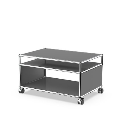 USM Haller table d'appoint à roulettes, Gris moyen RAL 7005, Souples pour sols durs