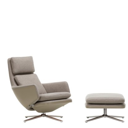 Fauteuil Grand Relax, Avec repose-pieds, Tissu Cosy, fossil / Cuir Forte, sand, Noir basic, 41,5 cm