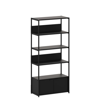 Étagère Unit en acier, 180 cm, 1 x porte double, Noir graphite