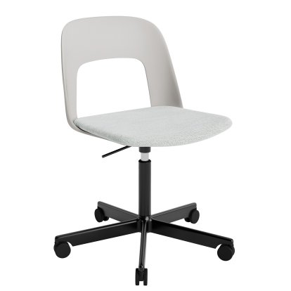 Chaise pivotant Layout 143 avec assise rembourrée, Gris ciel / Mode 001, Aluminium thermolaqué noir 
