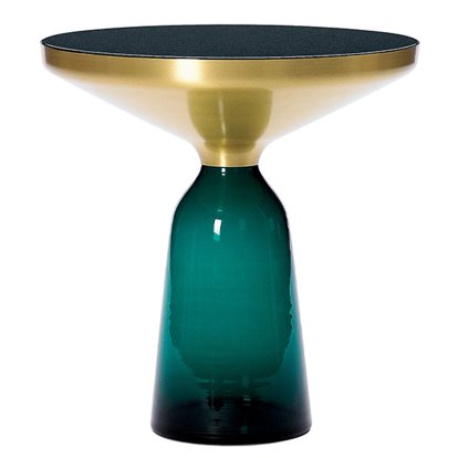Table d'appoint Bell, Laiton laqué clair, Vert émeraude