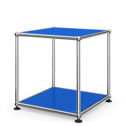Table d'appoint 35 USM Haller, Panneaux inférieur et supérieur en métal, Bleu gentiane RAL 5010