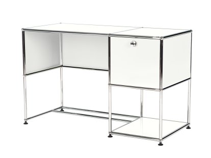 Bureau USM Haller Home Office, Blanc pur RAL 9010, Avec passe-câble