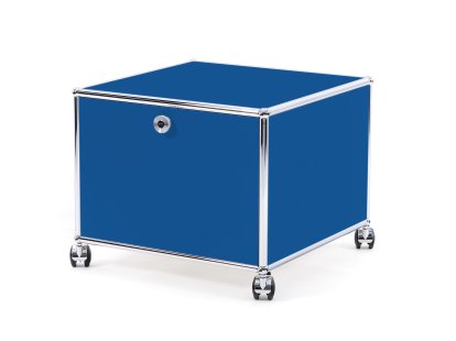 Caisson imprimante USM Haller, 50 cm, Bleu gentiane RAL 5010, Avec roulettes