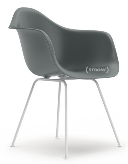Eames Plastic Armchair DAX, Gris granit, Sans rembourrage, Sans rembourrage, Version standard - 43 cm, Revêtement blanc