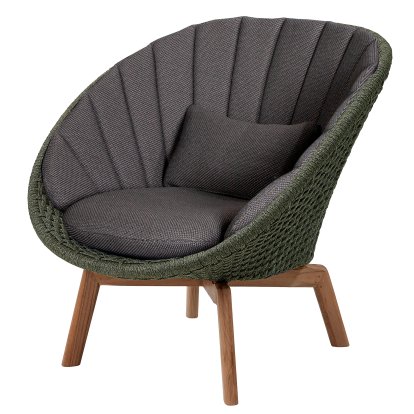 Fauteuil lounge Peacock, Medium flat soft Rope - Dark green, Focus - Gris foncé