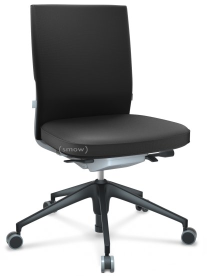 ID Soft, Mécanisme Flowmotion sans inclinaison avant et sans réglage de la profon, Sans accotoirs, Piétement à 5 branches, plastique basic dark, Soft grey, Assise et dossier Plano, Gris foncé, Souples pour sols durs