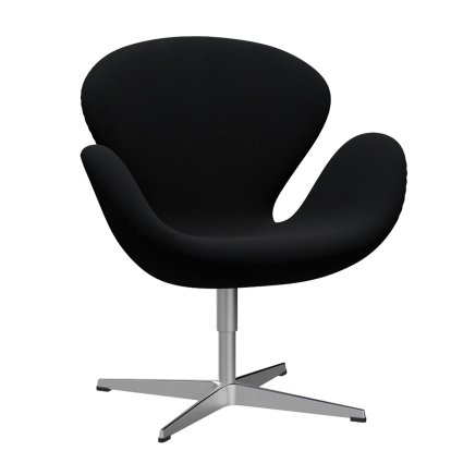 Fauteuil Swan (cygne), Hauteur spéciale 48 cm, Christianshavn, Christianshavn 1175 - Noir uni