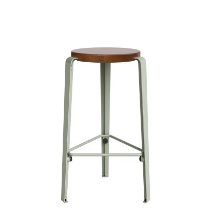Tabouret de bar Lou, 66 cm, Chêne teinté, Gris eucalyptus