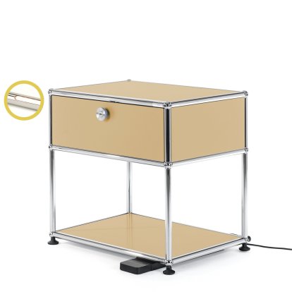 Table de chevet USM Haller E avec variateur de lumière, Beige USM