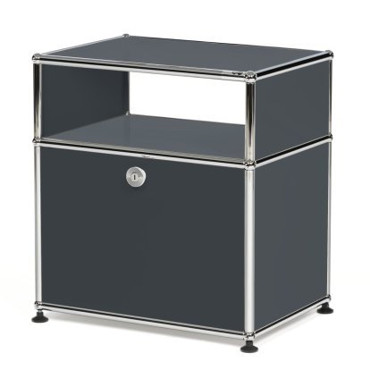 USM Haller Table de nuit avec porte abattante et étagère intermédiaire, Anthracite RAL 7016