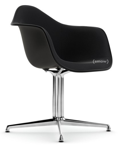 Eames Plastic Armchair RE DAL, Noir profond  , Rembourrage intégral, Nero, Aluminium poli, Nouvelle hauteur d'assise (43,0 cm)