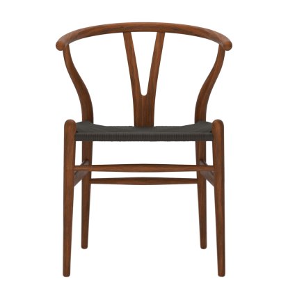 CH24 Wishbone Chair, Noyer huilé, Paillage noir