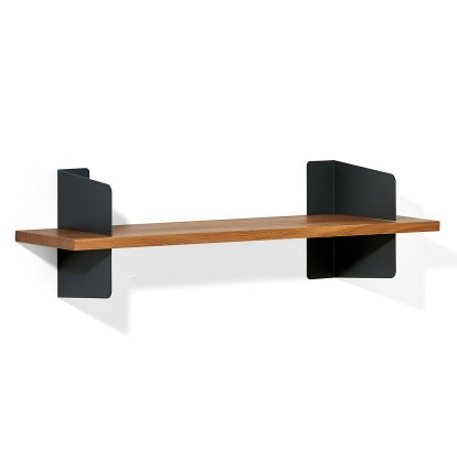 Étagère murale Atelier, Hêtre fumé, satiné mat laqué, Noir, version  1, 100 cm