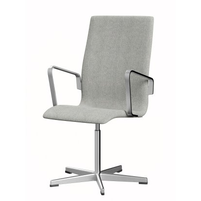 Chaise Oxford, Avec accotoirs, Dossier moyen, Piètement fixe, Hallingdal 65, 110 - White/grey