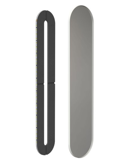 Unu miroir avec éclairage LED ovale (set), H 180 x L 40 cm, Blanc mat