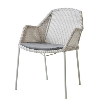 Chaise Breeze, Gris blanc, Avec coussin d'assise, Natté - Gris