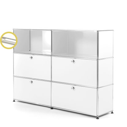 USM Haller E Highboard L avec éclairage du compartiment, Blanc pur RAL 9010, Blanche froide
