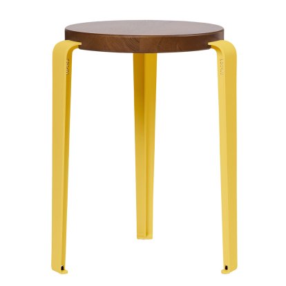 Tabouret Lou, bois massif, Chêne teinté, Jaune brioche