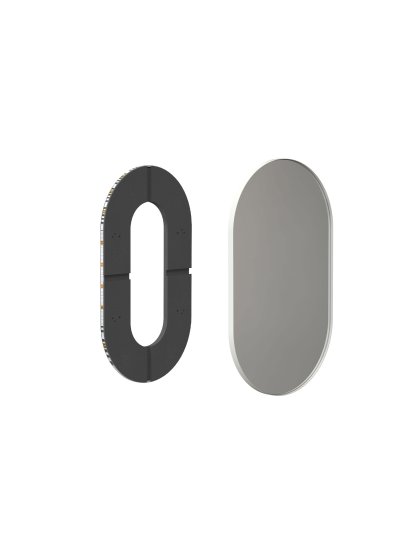 Unu miroir avec éclairage LED ovale (set), H 80 x L 50 cm, Blanc mat