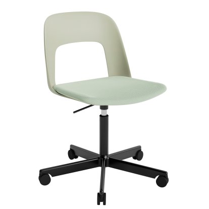 Chaise pivotant Layout 143 avec assise rembourrée, Vert pastel / Relate 921, Aluminium thermolaqué noir 