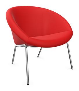 Fauteuil 369  Tissu Divina rouge|Chromé brillant