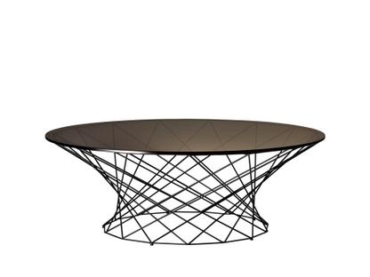 Table basse Oota H 35 x ø 101 cm|Verre teinté marron|Peint par poudrage noir mat