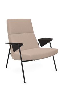 Fauteuil Votteler Dossier bas|Tissu Gaia champagne|Peint par poudrage noir mat|Chêne fumé